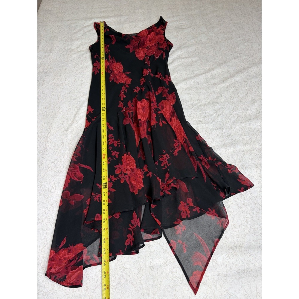 Y2K Connected Floral Fairy Grunge Cowl Neck Handkerchief Hem Dress S Whimsigoth - Picture 10 of 13